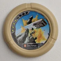 Large Figure Throwing Disk, Granite / Rock, 4 Pips, Flying Box Hitting Rock Print