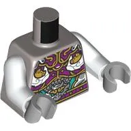 Torso, Gold/Dark Purple/Dark Turquoise Asian Decorations print, White Arms, Light Bluish Gray Hands