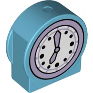 Duplo Brick 1 x 3 x 2 Round Top, Cut Away Sides with Clock Face Print