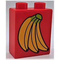 Duplo Brick 1 x 2 x 2 with Bananas Print