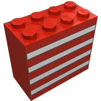 Brick 2 x 4 x 3 with Black Outlined White Stripes Print