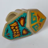 Mask Tribal with Bright Light Yellow Eyes, Teeth, Dark Turquoise Background print