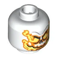Minifig Head Ghost Rider, Skull, Yellow/Orange Flames from Eyes and Mouth
