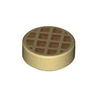 Tile Round 1 x 1 with Waffle, Dark Orange Edges print