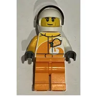 Racer, White and Orange Jumpsuit with 'VITA RUSH', White Helmet with Visor (3626cpr3025 Head)