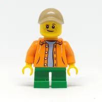 Kid, Orange Torso, Green Legs, Dark Tan Cap