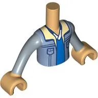 Minidoll Torso Boy with Sand Blue Jacket, Blue Shirt, White Color print, Warm Tan Arms and Hands