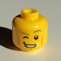 Minifig Head, Dark Tan Eyebrows, Wink, Teeth Smile print