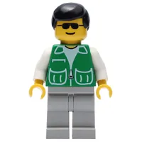 Man, Green Jacket, Light Gray Legs, Black Hair, Sunglasses