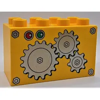 Duplo Brick 2 x 4 x 2 with 3 Gears Print