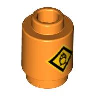 Brick Round 1 x 1 Open Stud with Oxidising Agent Warning Sign Print