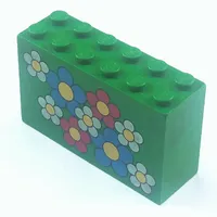 Brick 2 x 6 x 3 with Red, White, Blue Flowers Print