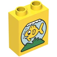 Duplo Brick 1 x 2 x 2 with Fishbowl Print