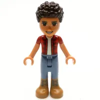 River - Red Shirt, Sand Blue Pants, Dark Brown Hair