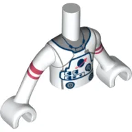 Minidoll Torso Boy White Astronaut Suit, Dark Blue Trim, Coral Stripes print, White Hands