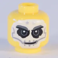 Minifig Head Mohawk, White Face and Two Stars Print [Hollow Stud]