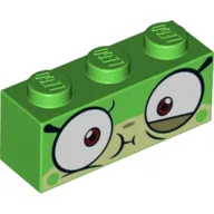 Brick 1 x 3 with Unikitty, Sick, Green Print