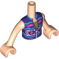 Minidoll Torso Girl, Dark Purple/Coral/Dark Azure Jacket, Olive Green Shirt