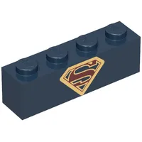 Brick 1 x 4 with Gold and Dark Red Superman Logo Print (Supergirl)