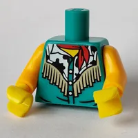 Torso Vest with Tassels, Red Bandana, Cowhide Pattern Print, Bright Light Orange Arms, Yellow Hands