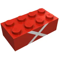 Brick 2 x 4 with White Cross Print