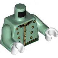 Torso Piccolo Suit Jacket, Gold Buttons, Dark Green Trim print, Sand Green Arms, White Hands
