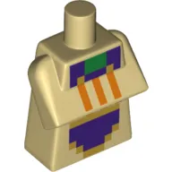 Torso Special, Long with Folded Arms with Pixelated Purple, Orange and Green Squares Print