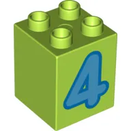 Duplo Brick 2 x 2 x 2 with Medium Blue '4' Print