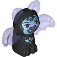 Creature, Shadow Bat Elves, Black Body, Trans-Purple Wings and Ears with Lavender Eyes and Nose, Medium Azure Markings Pattern (Molo)