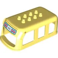 Duplo Car Body, Bus Roof, 2 x 4 Top Studs, with Red Lights and 'GO' Print