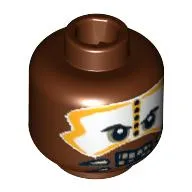 Minifig Head Cannibal, White and Yellow Face Paint Print [Blocked Open Stud]