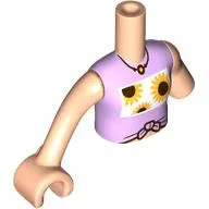 Minidoll Torso with Left Limb Reduction with Bright Pink Top, Sunflowers, Dark Red Necklace print, Light Nougat Arms and Hand