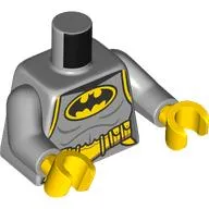 Torso, Batman Suit, Yellow/Black Logo, Utility Belt, Light Bluish Gray Arms, Yellow Hands