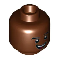 Minifig Head James Rhodes (War Machine) / Cyborg, Dual Sided, Eyebrows, White Pupils, Open Mouth Smile / Clenched Teeth Print [Hollow Stud]