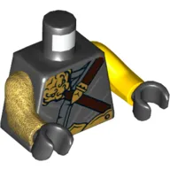 Torso, Odd Arms, Robe, Dark Brown Belt, Gold Decorations Print, Left Yellow Arm, Right Pearl Gold Arm, Black Hands