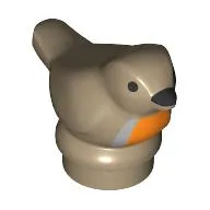 Animal, Bird, Small with Black Eyes, Beak, Sand Blue/Coral Chest (Robin) print