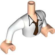 Minidoll Torso Man with White Shirt and Red Tie Print, White Sleeves and Light Nougat Hands