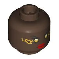 Minifig Head Storm, Red Lips, Smile / Gold Eyes with Lightning Print