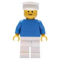 Man, Blue Torso, White Legs, White Hat