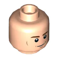 Minifig Head, Brown Eyebrows, Cheek Lines, Chin Dimple, Smile / Angry Print
