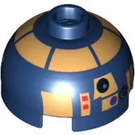 Brick Round 2 x 2 Dome Top, Hollow Stud with Metallic Gold Astromech Droid Print (R8-B7)