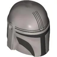 Helmet Mandalorian with Holes, Dark Bluish Gray Decorations, Black Visor Print