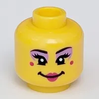 Minifig Head, Magenta Eye Shadow, Red Lips, Red Dots print