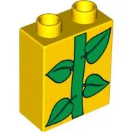 Duplo Brick 1 x 2 x 2 with Green Leaves / Plant Print