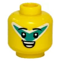 Minifig Head, Dark Turquoise V Shape Face Paint, Open Mouth Smile / Eyes Closed Singing print