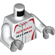 Torso Racing Jacket, Red Trim, 'NISSAN NISMO' Print, White Arms, Light Bluish Gray Hands
