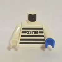 Torso, Odd Hands, Prison Shirt, '23768' Print, White Arms, Left Blue Hand, Right White Hand