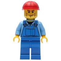Worker - Medium Blue Torso, Blue Overall, Red Helmet