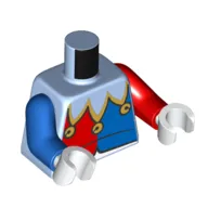 Torso, Blue/Red Jester Outfit, Bells print, Odd Arms, Left Red Arm, Right Blue Arm, White Hands
