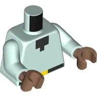 Torso, Minecraft Pixelated Black Collar, Belt, Yellow Buckle print, Light Aqua Arms, Medium Brown Hands